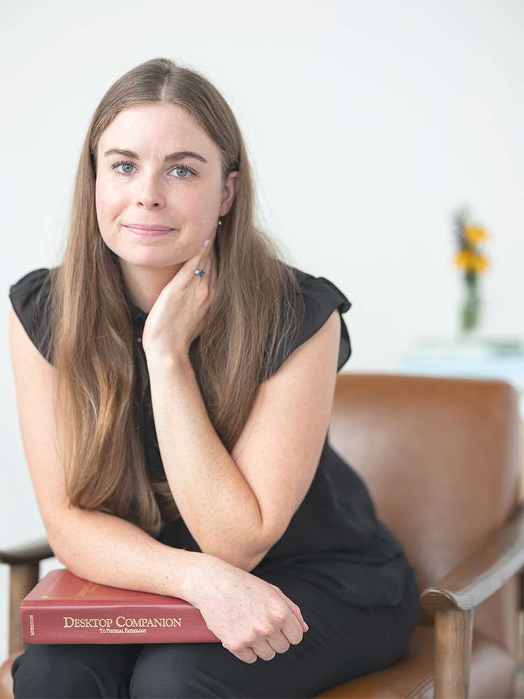 Naturopathic Physician in Portland, Oregon Poses in Waiting Room-8428